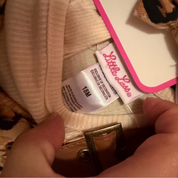 Little Lass Leopard Print Dress with Cream Top - Picture 4 of 4